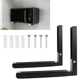 2x Adjustable Microwave Brackets Wall Mount Heavy Duty Shelf Carbon Steel Cradle