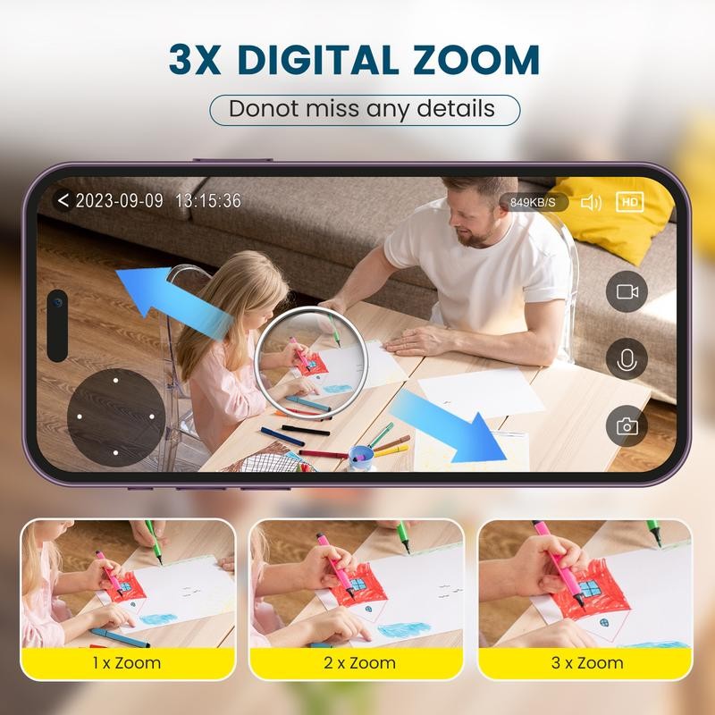 Litokam 2K Indoor Camera: 360° Pan/Tilt Home Security for Pets,