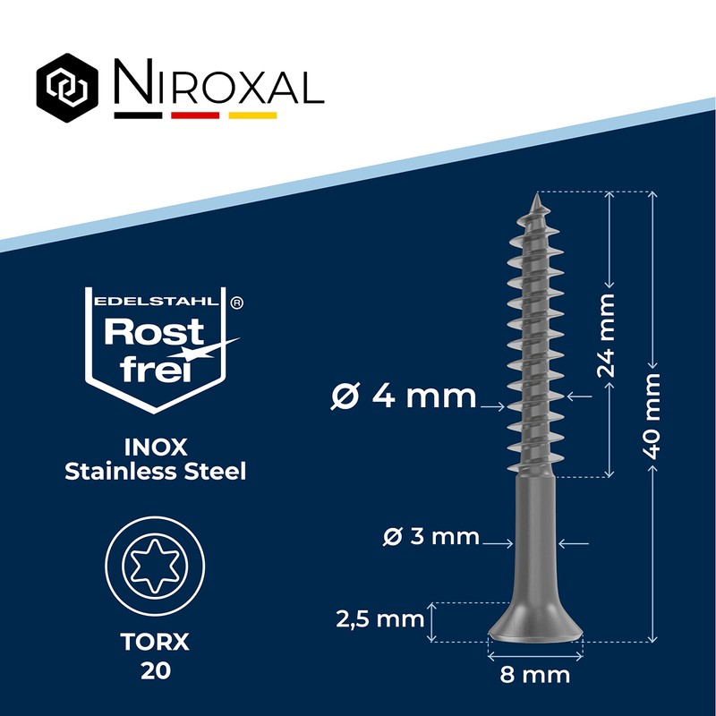 Stainless Steel Screws Torx Wood Screws 4 x 40 Stainless