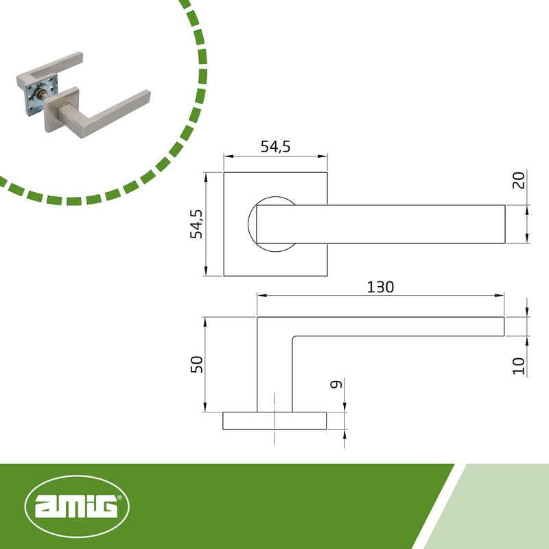 Amig - Handle set with inner rosette for doors |