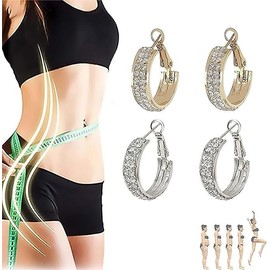 2Pairs Lymphatic Activity Hoop Earrings for Women Lymphatic Drainage Cubic Zirconia Hoop Earrings Lymphvity Therapy Earrings Women's Jewelry Gifts