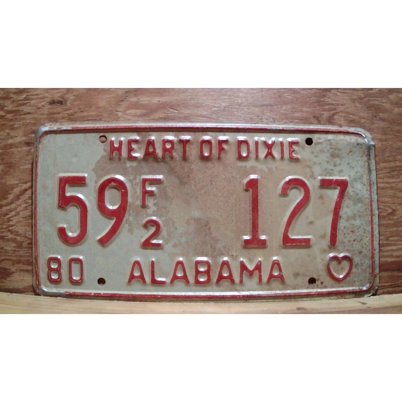 Vintage 1980 ALABAMA License Plate Antique Car Tag