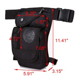 LJNGG Mens Waist Bag Fanny Pack Drop Leg Bag Thigh Bag Pouch Tactical Motorcycle Riding Waterproof Outdoor Sport (Black)