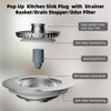 Hibbent Kitchen Sink Plug,Kitchen Sink Strainer and Stopper Combo,All Metal
