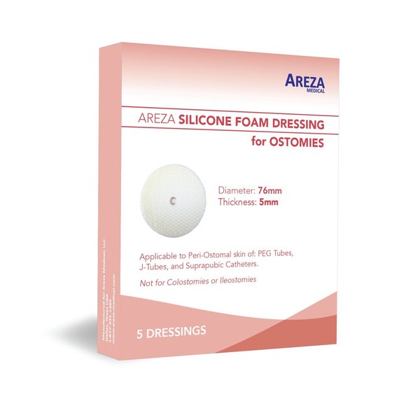 Ostomy Site Dressing: Silicone Foam (Round) May Help Secure Ostomy Tubes, Control Leakage And Reduce Irritation Around Ostomies; 5 Per Box