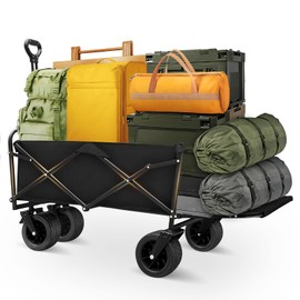 Wagons Carts Foldable 550lbs Weight Capacity Collapsible Wagon Openable 230L Carts with Wheels Lightweight & Portable Shopping Cart for Shopping, Sports, Camping, Beach and Garden Black