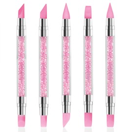 5 Pcs Nail Art Sculpture Pen Dual Tipped, Silicone Head Acrylic Handle Nails Art Brushes, Silicone Nail Tools for Home Salon, Design Nails, Carving, Drawing, Shaping