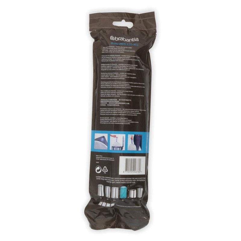 Brabantia Bin Liners 15-20 Litres (Code D), Strong Bin Bags