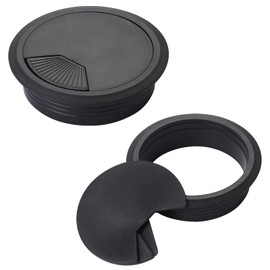 Cable Grommet Desk 80 mm, Pack of 2 Desk Cable Grommet Black Sockets Cover Plastic Cable Pass Table Cable Feed-Through Cable Management for Desk