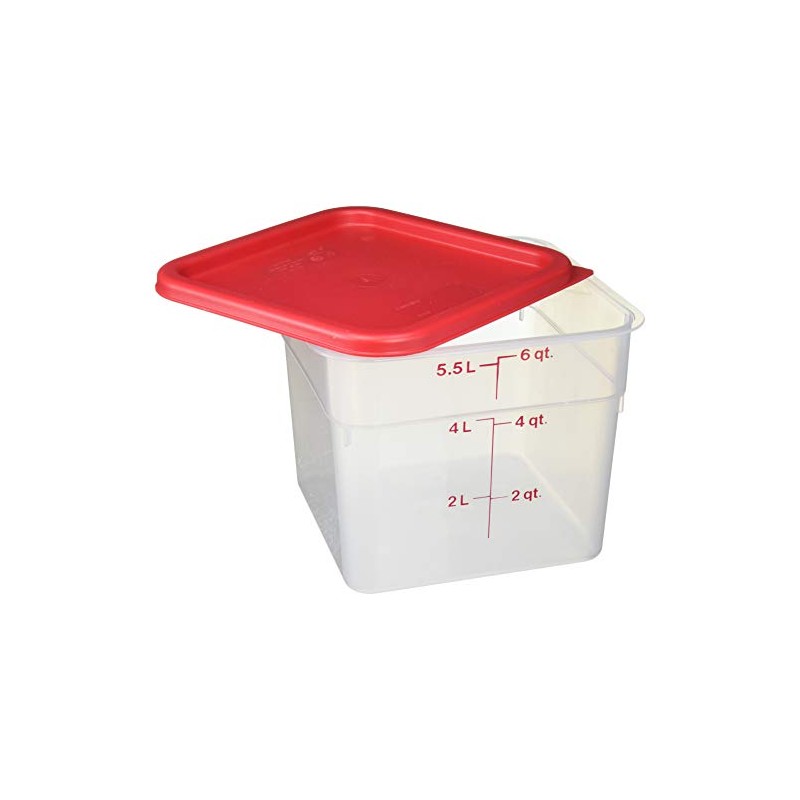 Cambro 6SFSPP190 CamSquare Storage Container, Translucent, 6 qt with Lid