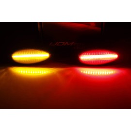 iJDMTOY Smoked Lens Amber/Red Full LED Trunk Bed Marker Lights Set Compatible With 2008-14 Chevy GMC 2500HD 3500HD Dually Truck Double Wheel Side Fenders, Powered by Total 60 LED