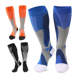 Compression Socks [3 Pairs] Athletic Socks [15-25 mmHg] Sports Knee High Sock for Nursing, Running, Traveling, Hiking (as1, numeric, numeric_6, numeric_10, regular, regular, 010-3 Pairs)
