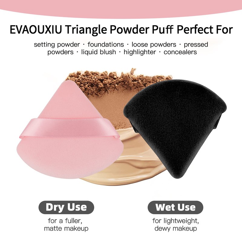 2 Pcs EVAOUXIU Triangle Powder Puff for Face Powder, Soft