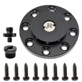 Homeet DIY Camera Wall Mount Flange Desktop Mount 70 mm for Outdoor Camera Indoor Security Camera Mounting Bracket with 3/8 Inch to 5/8 Inch Microphone Holder Adapter