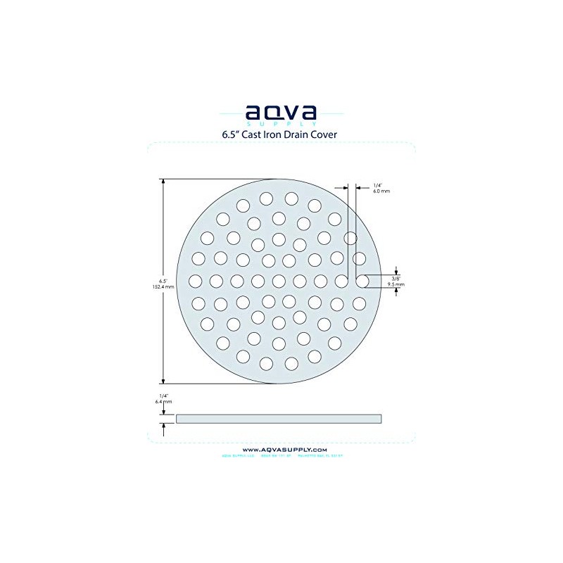 Aqva Cast Iron 6.5" Drain Cover - Round Replacement Floor