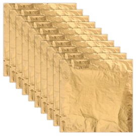 200 Pcs Gold Leaf Sheets for Art Gold Foil Imitation Gold Foil Sheets 5.5" Gold Foil for Nails, Furniture Wrap,Painting, Jewelry
