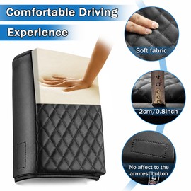RSLUX Center Console Cover for Toyota RAV4 2026 Accessories Thickened Armrest Cover Middle Console Lid Protector Leather Cushion Pad for RAV4 (Black Stitches)