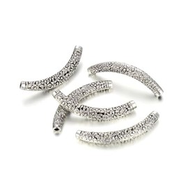 10 cuentas de tubo curvadas de 66,5 mm (2,62 pulgadas), tono plateado antiguo (agujero grande ~ 4,2 mm) para hacer joyas artesanías MC-L6