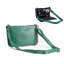 Caitie G Stadium Bag - Forest Green Chevron Full Set- Transforms to Clear with Removable Outer Wrap, Stadium Compliant Clear Purse Bag for Concerts Sports Events Festivals