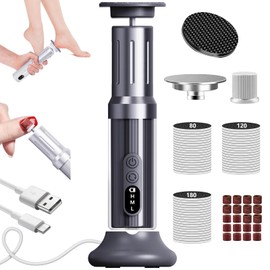 Electric Foot Callus Remover with Nano-Glass Head&Rechargeable Base,6 Speeds Cordless Electric Foot File with Digital Display,Callus Remover for Feet Dead Skin Home Spa Salon with 60Pcs Sandpaper Disk
