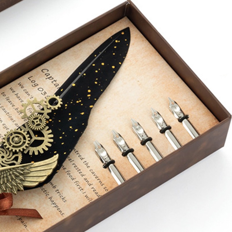 Quill Pen Sealing Wax Stamp Set Retro European Style Stainless