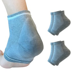 Moisturizing Gel Heel Socks to Repair Dry Cracked Heel - Soften, Soothe, and Revitalize Your Feet, for Men and Women (Gray, 2 Pairs)