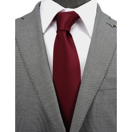 ZENXUS Regular Apple Red Tie and Pocket Square for Men, Solid Color Necktie Set, 3.2 inch Standard Width