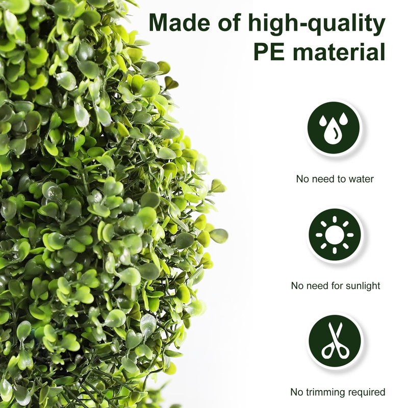 4FT Artificial Boxwood Spiral Topiary Trees, 4ft Tall (2 Pieces)