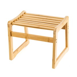 Sansnow Bamboo Stool for Living Room/Bedroom, Bamboo Shoes Changing Stool, Elastic Bamboo Step Stool for Home, Bamboo Seat for Patio/Garden 12" Heigh, Bamboo