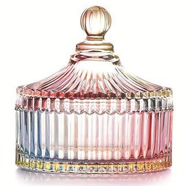 YILUSHENGHUA Colorful Glass Jar With Lid,Candy Cookie Jars,Jewelry Box,Buffet Jar Biscuit Containers Food Storage,Decorative Jar(Multi-Color)