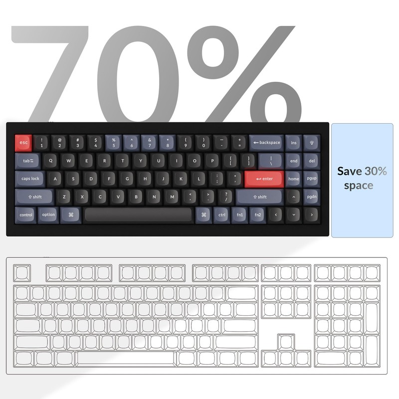 Keychron Q7 Wired Custom Mechanical Keyboard, 70% Layout QMK/VIA Programmable