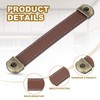PATIKIL 5.6" Leather Drawer Pulls with Iron Sheet, 6 Pcs
