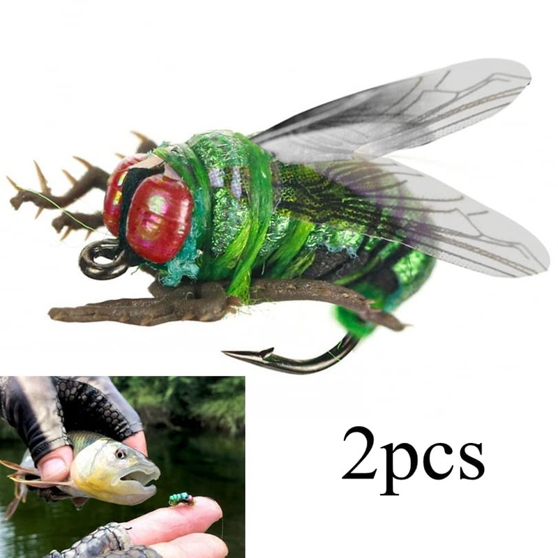OriGlam 2pcs Trout Lure Fly Fishing Realistic Fly Flyfishing Lures,
