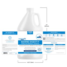 Unique Marine Digest-It Boat Toilet Treatment, Tank Deodorizer, Toilet Smell Eliminator Breaks Down Waste - 64 Liquid Treatments, 128 oz.