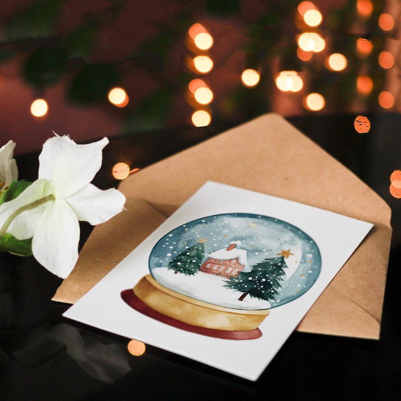 Wee Blue Coo Winter Cabin Trees Snow Globe Festive Fun