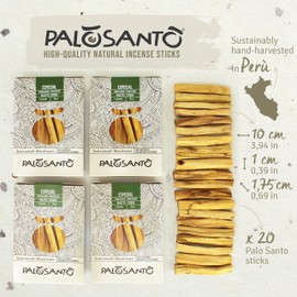 PALOSANTO - Palo Santo Sticks Especial - 20 Thick Palo Santo Sticks - Strong Aroma - Palo Santo Wood Wild Harvested & Sustainably Sourced in Perù - Natural Incense Stick for Rituals and Ceremonies
