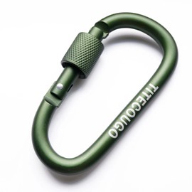 TITECOUGO Outdoor Carabiner, Stylish, Climbing, Small, Aluminum, D-Hook, Heavy Duty, Screw Lock, Bungee Cord, Swing, Hammock Tent, Camping Equipment, Keychain, Fishing, Hiking, Pets, Army Green, 1