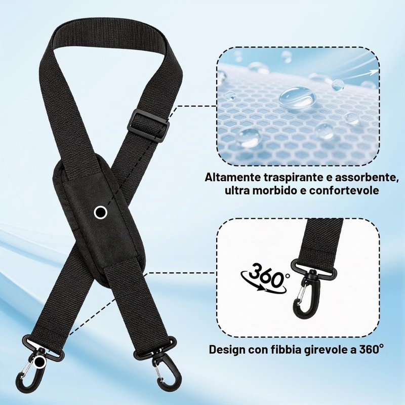 JOVYTH 1 Cinghia per Borsa con Moschettone e Imbottitura –