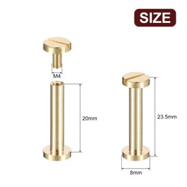 sourcing map 30Pack Brass Chicago Screws, 20x8mm Flat Head Screw Back Binding Post Nail Stud Rivets Fastener for DIY Leather Craft Belt Strap