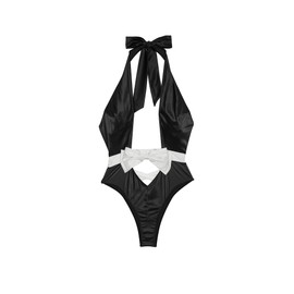 Victoria's Secret Very Sexy Bow-Topped High-Neck Teddy Size Medium Black/White New