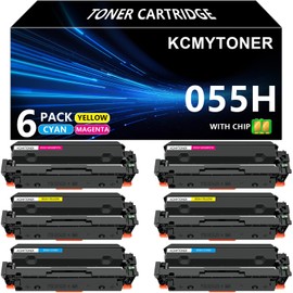 KCMYTONER 6 Pack CRG055H Black Cyan Yellow Magenta Toner Cartridge Compatible for Canon 055 055H Works with Color imageCLASS MF741Cdw MF743Cdw MF745Cdw MF746Cdw LBP664Cdw Laser Printer