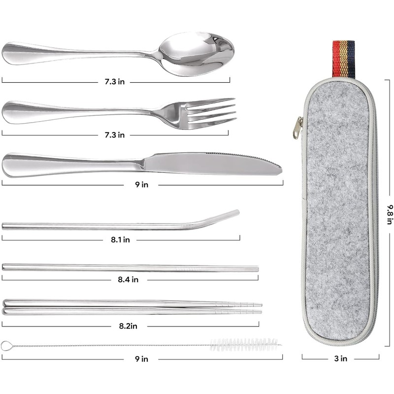 Portable Stainless Steel Flatware Set - Travel Camping Cutlery, Portable