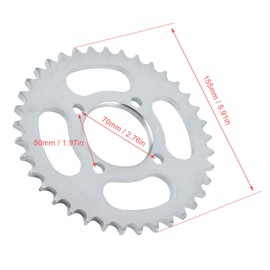 Qiilu 37 Teeth 428 Chain Rear Sprocket Cog Parts for Pit Trail Quad Dirt Bike ATV 110 125CC