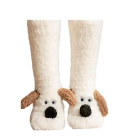 eBoutik - Fluffy Slipper Socks for Women - Cosy Soft Thick Coral Fleece - Novelty Design Mothers Day or Easter (WHITE, One Size)