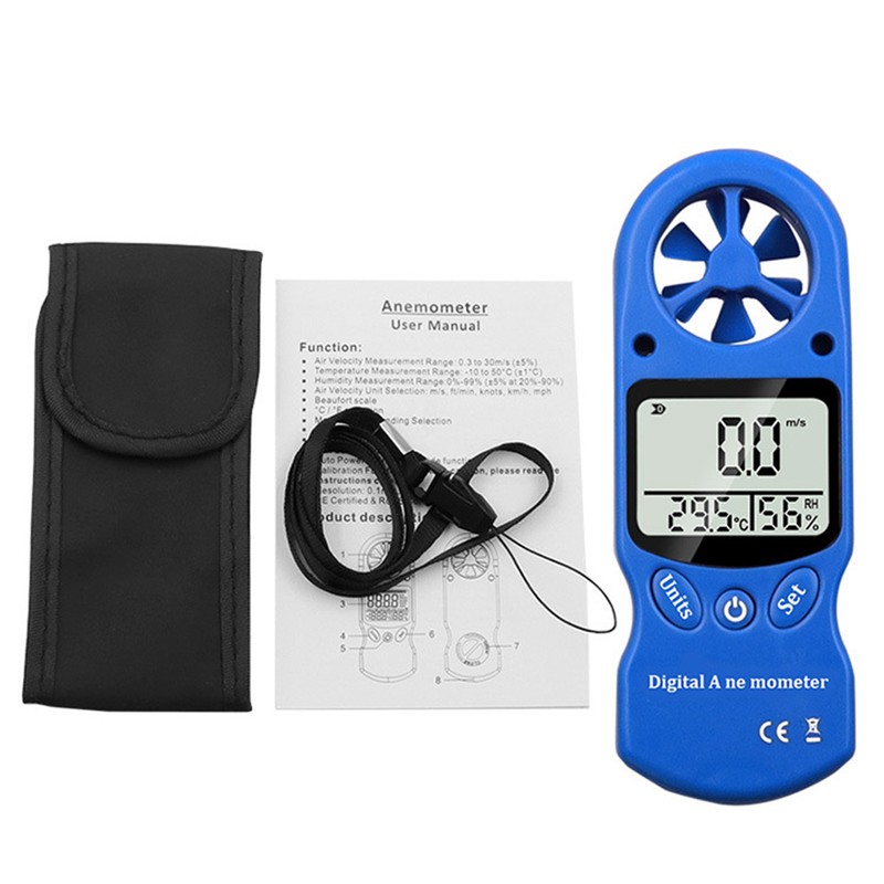 Handheld Anemometer Digital Wind Speed Meter Gauge 0.3~30m/s 14℉ to