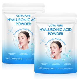 Hyaluronic Acid Powder - 2 Pack Multi-Level Hydration Support, Improves Skin Texture, Supports Healthy Skin Barrier, Natural Multi-Use DIY Facial Serum 3.52 Oz