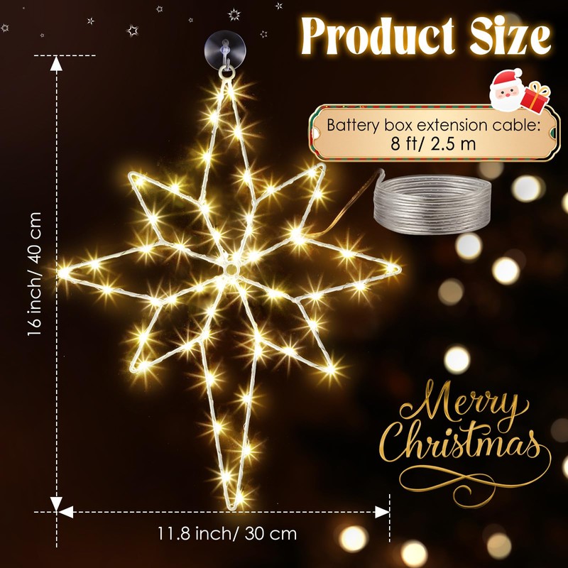 2 Pack 16 Large Christmas Window Light Decorations, LED Bethlehem