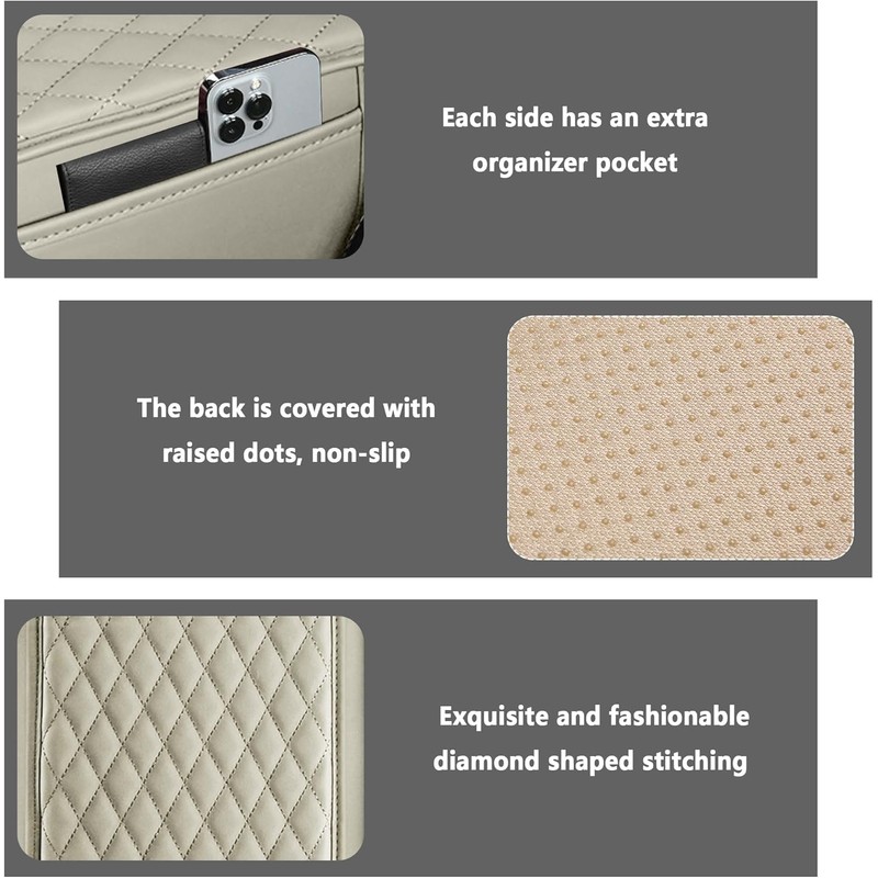 Upgraded Car Center Console Cover, Microfiber Leather Car Armrest Cover