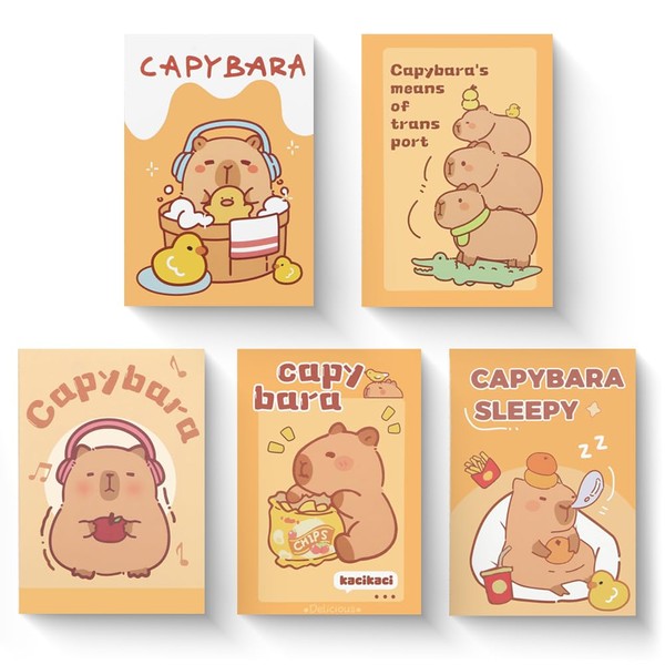 Geluode Capybara Notebooks, A5 Size, 5 Packs in 5 Designs,