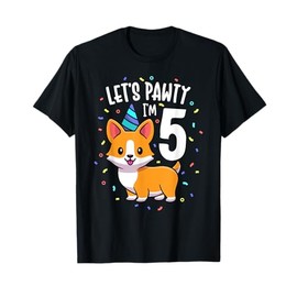 5 Years Old Corgi Dog Lover 5th Birthday Party Outfit Kid T-Shirt